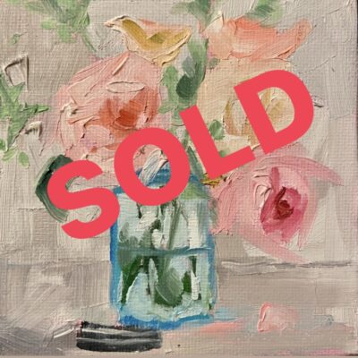 Pink Blooms, Blue Vase
