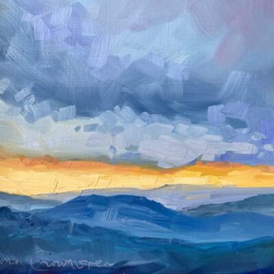 January 6th Sol Rising "Mountain and Sky in Blue and Yellow Sweater"